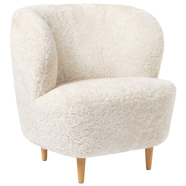 Stay lounge chair, small, Offwhite Curly sheepskin - oak