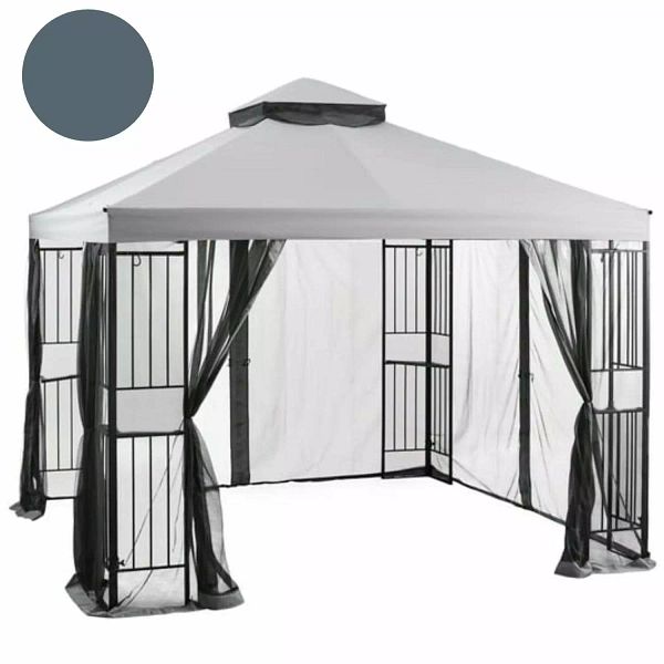 Paviljonki 3x3m Barcelona harmaa Upea paviljonki hyttysverkolla