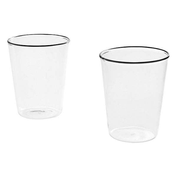 Rim drinking glass, 2 pcs, clear - black rim