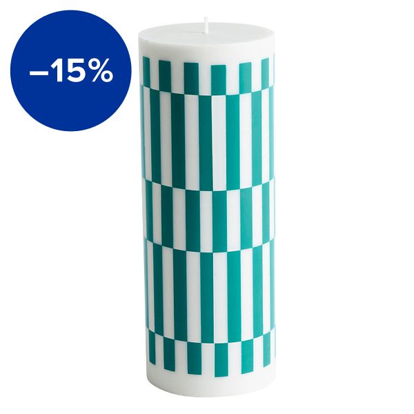 Column candle, L, light grey - green