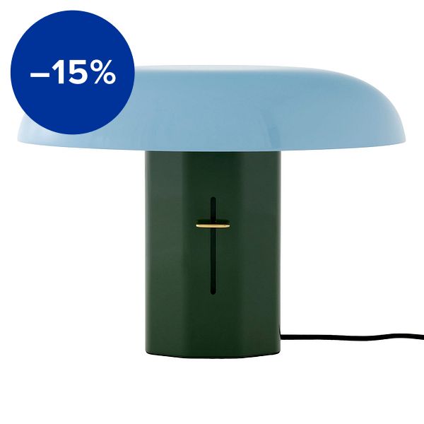 Lampada da tavolo Montera JH42, verde foresta - celeste