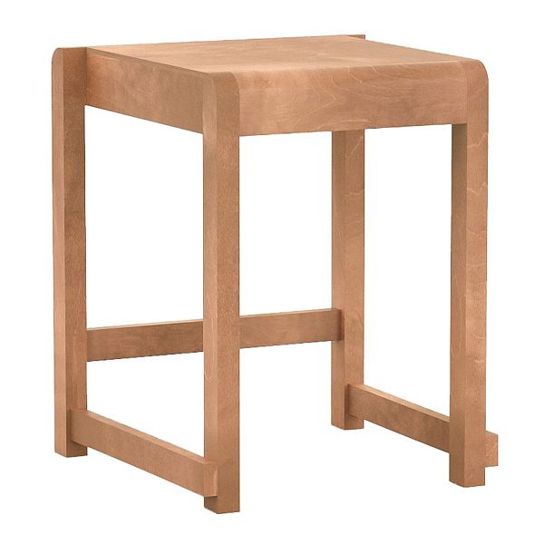 Low Stool 01, warm brown wood