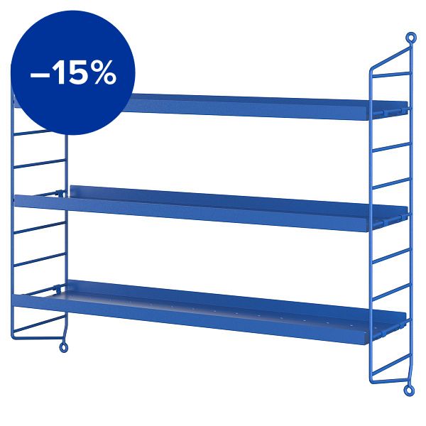 String Pocket shelf, metal, blue