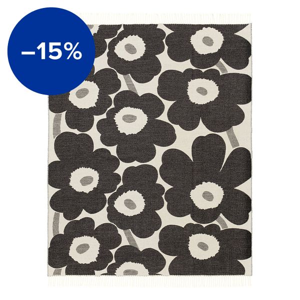 Unikko throw, 130 x 180 cm,  white - black