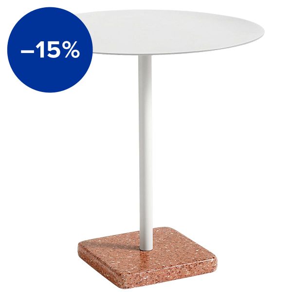 Terrazzo table, 70 cm, sky grey - red