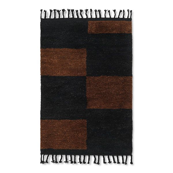 Mara knotted rug, S,  black - chocolate