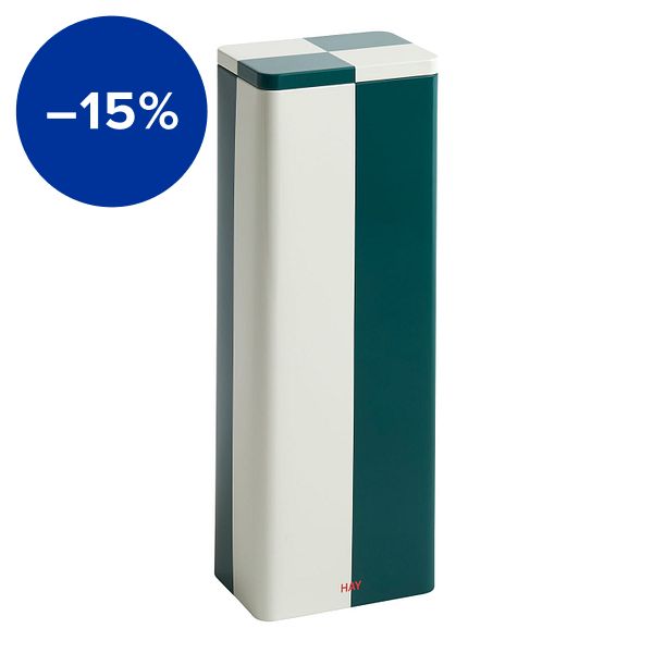 Tin container, slim, green - off-white