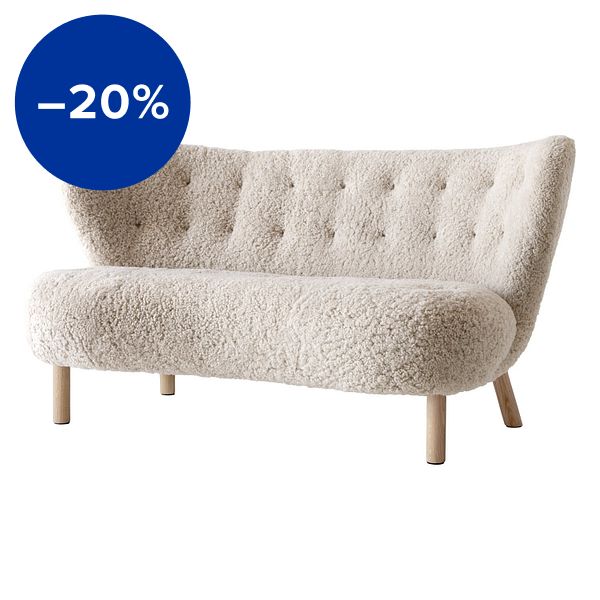 Little Petra VB2 sofa, Moonlight sheepskin - white oiled oak