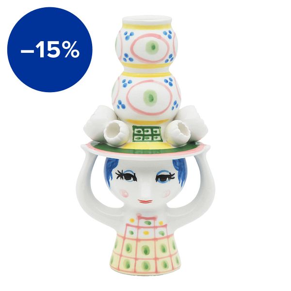Lady with Hat candleholder, 16 cm, rose - pink