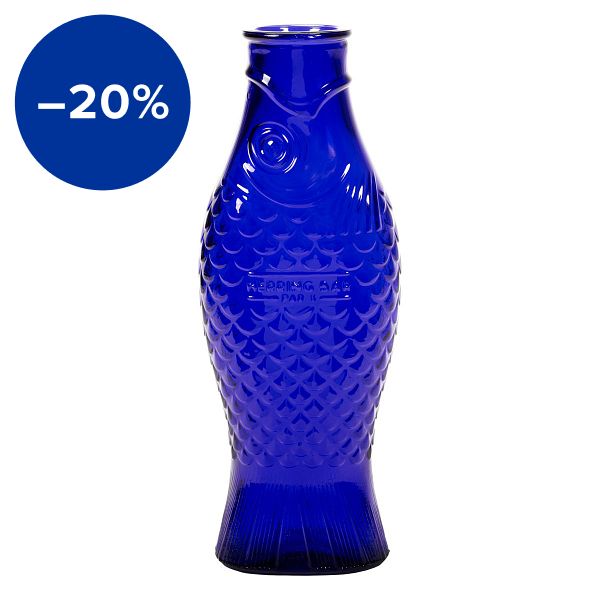 Fish & Fish bottle, cobalt blue