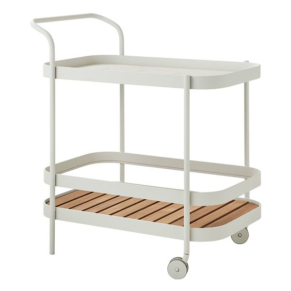 Roll bar trolley, teak - white