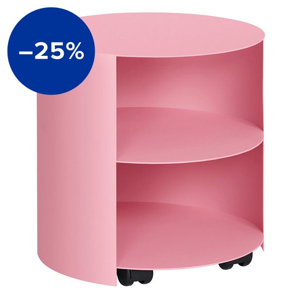 Hide side table, light pink textured