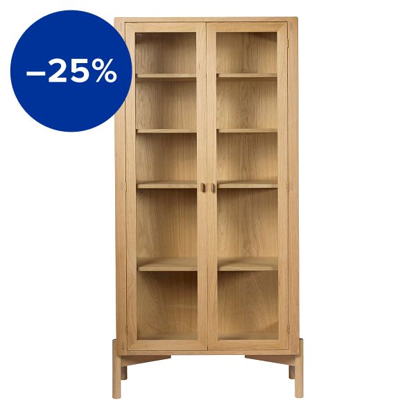 A90 Boderne display case, 178 cm, lacquered oak