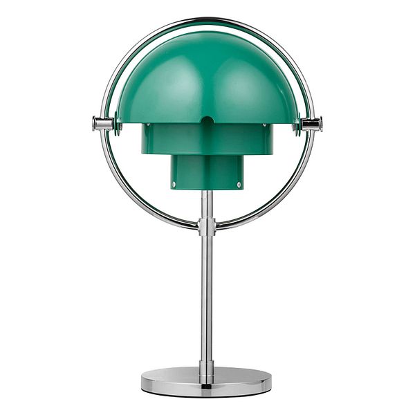 Multi-lite portable table lamp, chrome - teal green