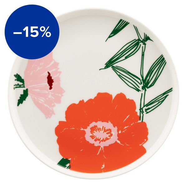 Oiva - Puutarhakutsut plate, 20 cm, white-green-orange