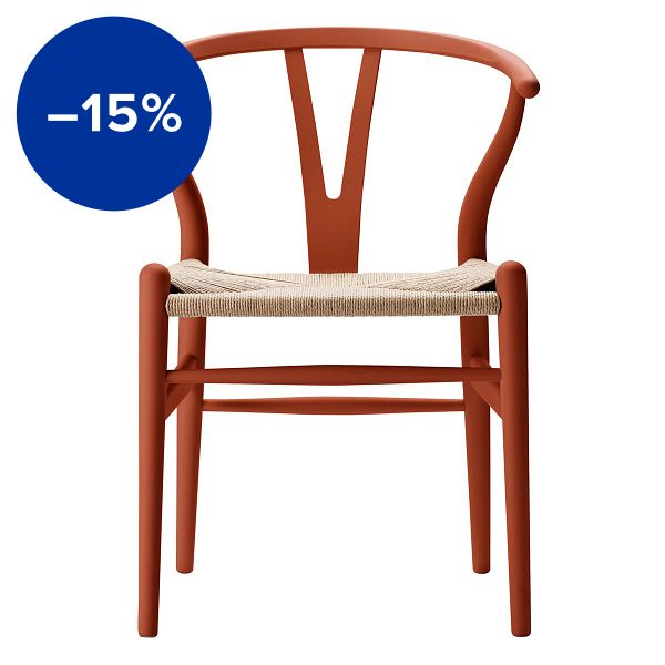 CH24 Wishbone chair, soft terracotta - natural cord