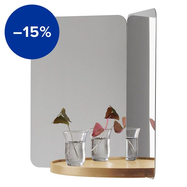 124 degrees mirror, medium, ash shelf