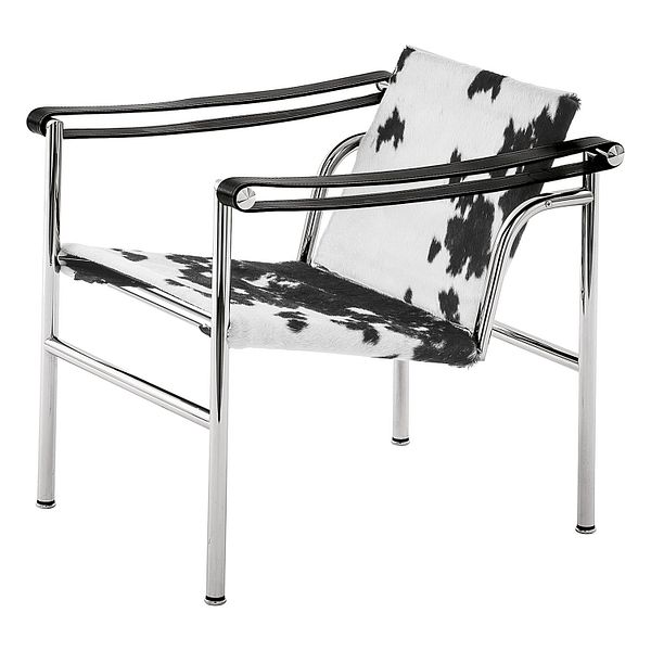 1 Fauteuil dossier basculant armchair, chrome - cowskin - black leather