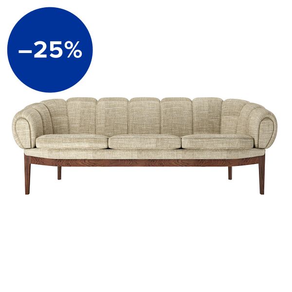 Croissant 3-seater sofa, oiled walnut - Dedar Smilla 002