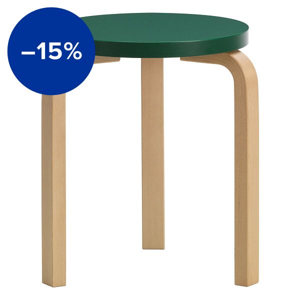 Aalto stool 60, anniversary edition, forest green - birch