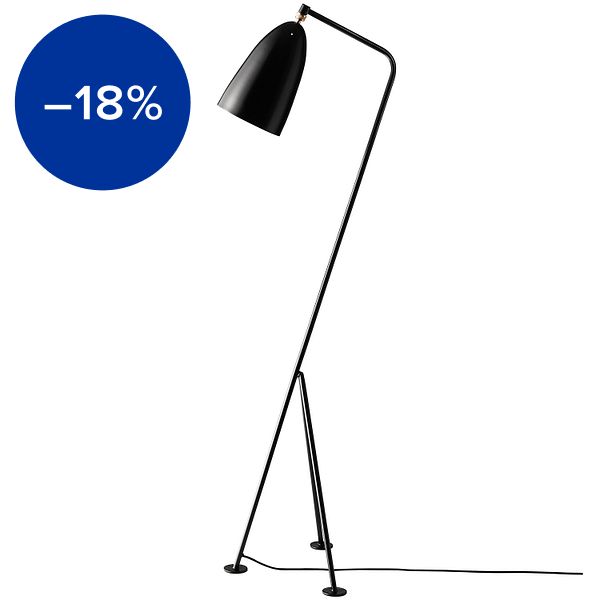Gräshoppa floor lamp, black semi matt