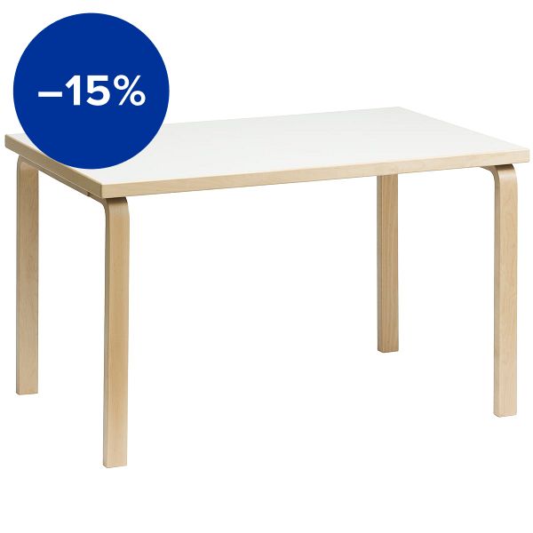 Aalto table 81B, birch - white laminate