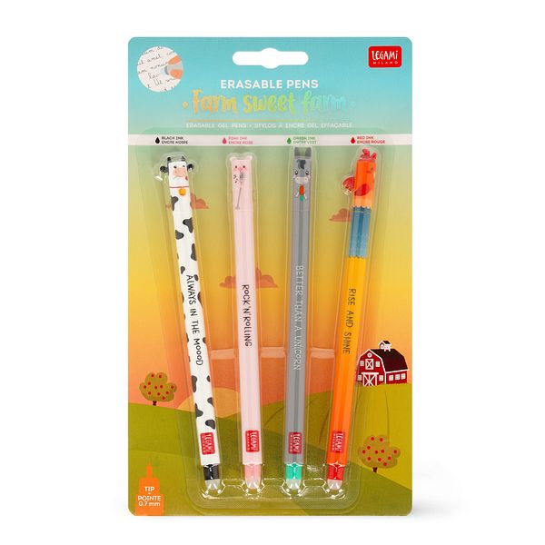 Kuulakärkikynä pyyhittävä 4 kpl Farm Sweet Farm Legami
