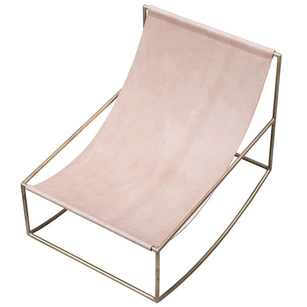 Rocking Chair, brass - leather