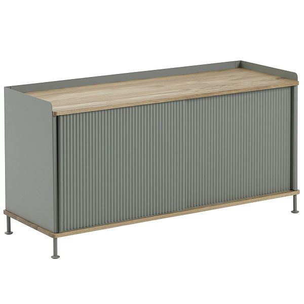 Enfold sideboard, 124 cm, low, oak - dusty green