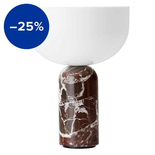 Kizu portable table lamp, Rosso Levanto marble