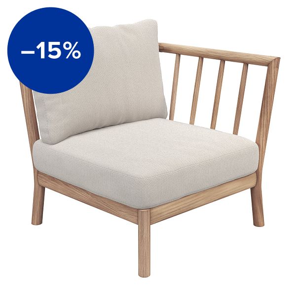 Tradition end module, teak - light sand