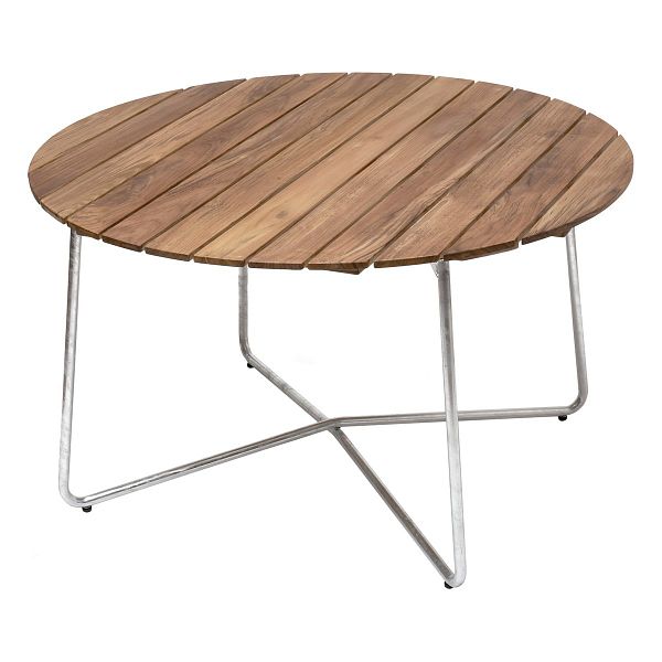 Table 9A, 120 cm, galvanized steel - teak