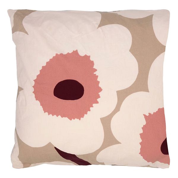 Unikko cushion cover, 50 x 50 cm, beige - linen - rose