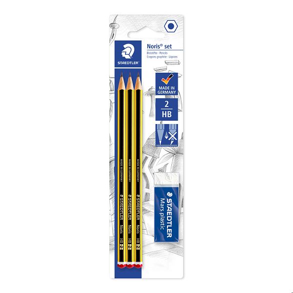 STAEDTLER NORIS 3 LYIJYKYNÄÄ HB + KUMI