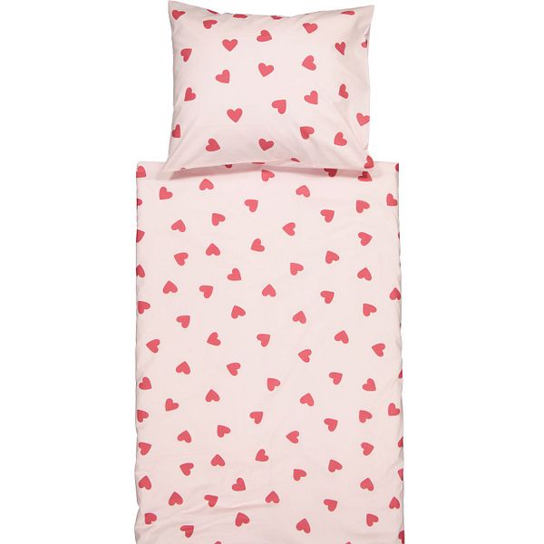 Sydämet pussilakanasetti vaaleanpunainen