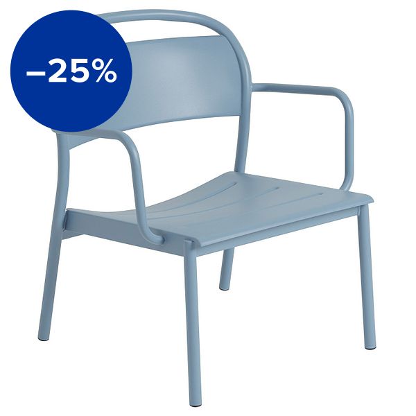 Linear Steel lounge armchair, pale blue