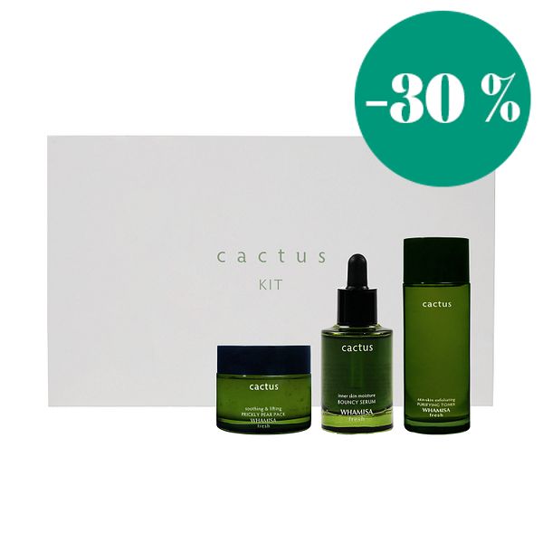 Cactus-tuotesetti - Whamisa Cactus Kit (Serum 33ml + Toner 60ml + Pack 30g)