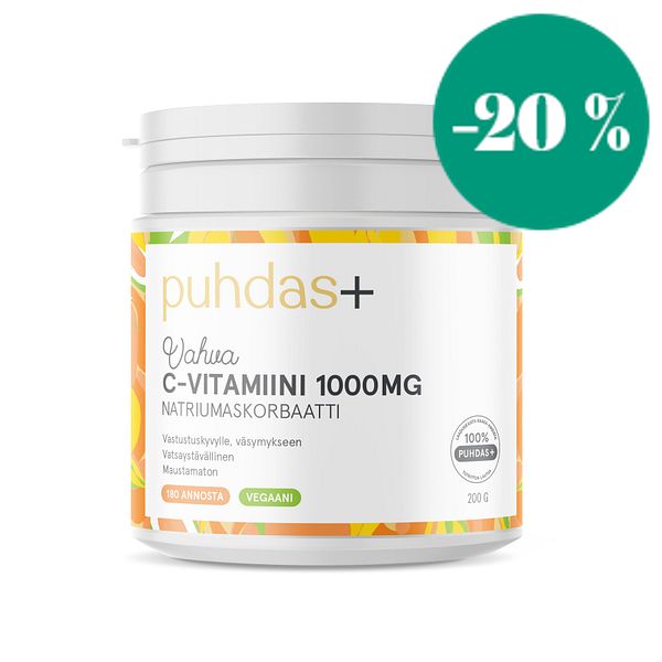 C-vitamiinijauhe, 1000 mg, 200 g