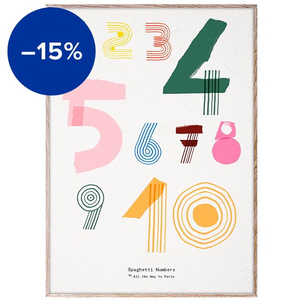 Spaghetti Numbers poster, 50 x 70 cm, multicolour