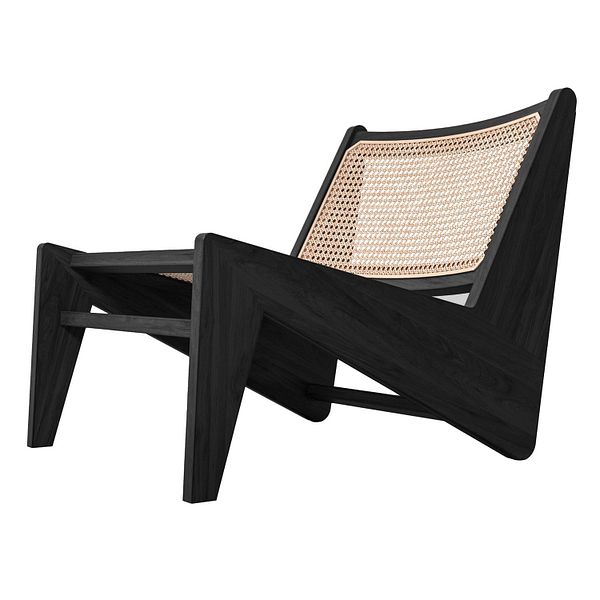 Kangaroo lounge chair, black stained oak - Vienna cane