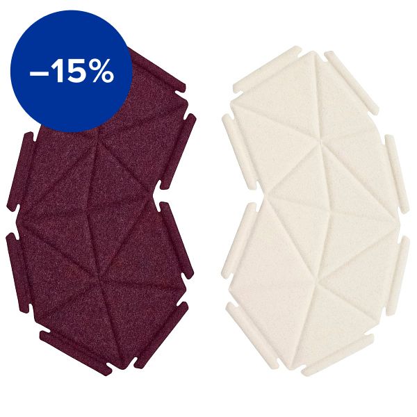Clouds fabric tiles, 8 pcs, burgundy - white
