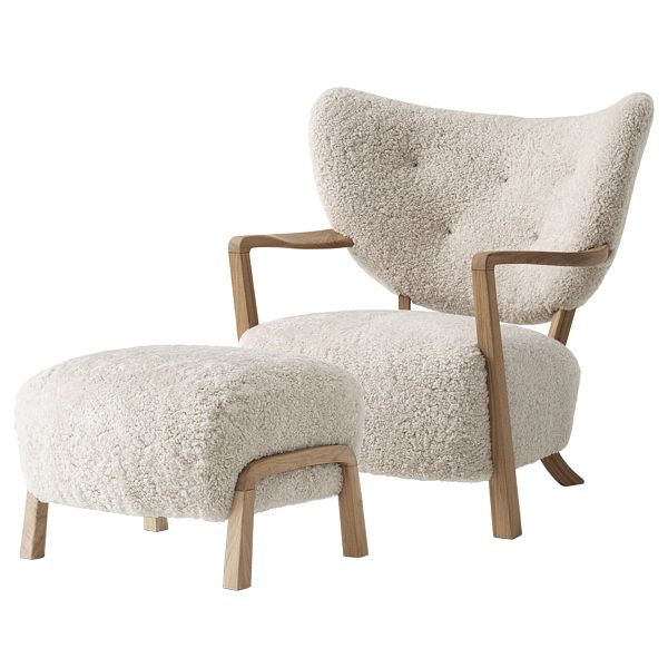 Wulff ATD2 lounge chair and ATD3 pouf, Moonlight - oak