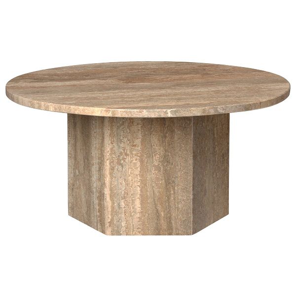 Epic coffee table, round, 80 cm, warm taupe travertine