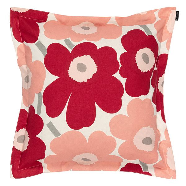 Pieni Unikko cushion cover, 50 x 50 cm, cotton - dark cherry - rose