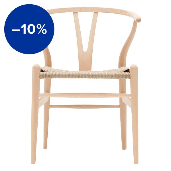 CH24 Wishbone chair, soaped beech - natural cord