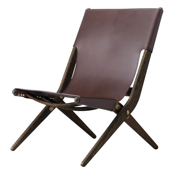 Saxe lounge chair, brown oak - brown leather