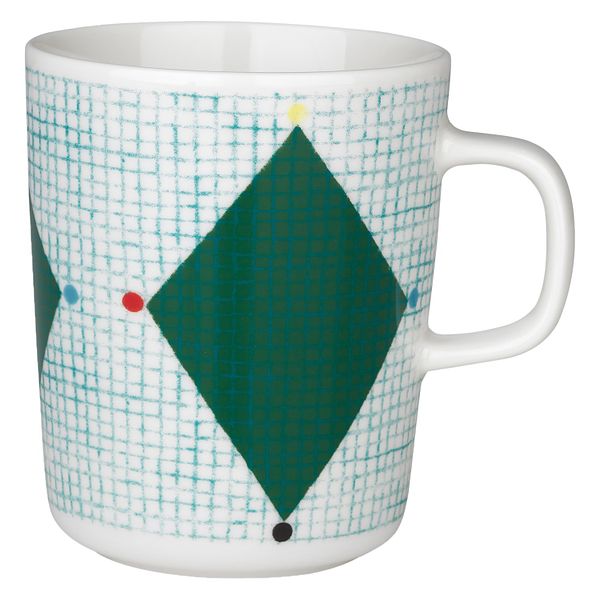 Oiva - Losange mug, 2,5 dl, white - green - petrol - red