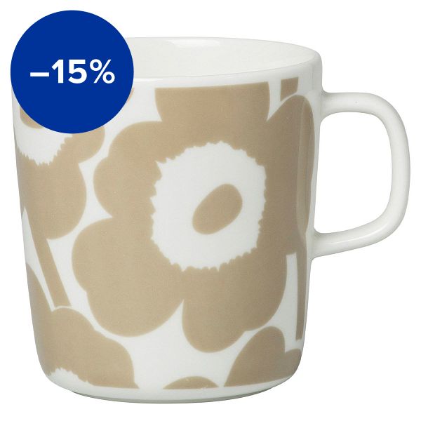 Oiva - Unikko mug 4 dl, white - beige
