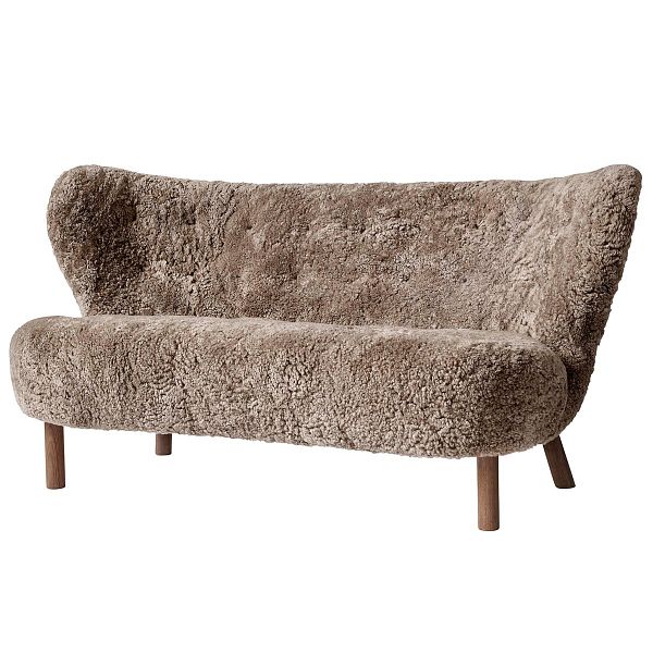 Little Petra VB2 sofa, Sahara Curly sheepskin - oiled walnut